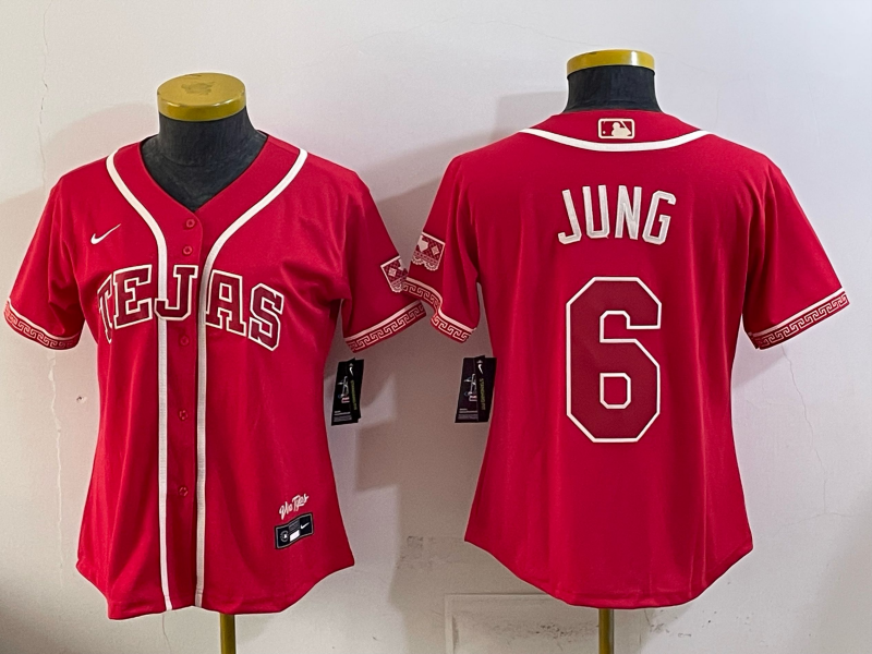 youth Texas Rangers #6 Jung red Nike 2026 MLB Jersey 0518005->women mlb jersey->Women Jersey